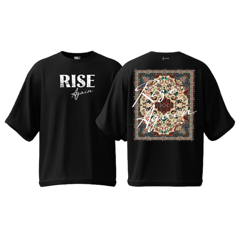 Picture of Avro Premium Semi Drop Shoulder T shirt Black Color - Rise Again - Cotton Fabric Soft & Comfortable - Tshirt For Men