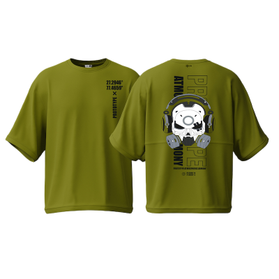 Picture of Avro Premium Men's Semi Drop Shoulder T shirt Olive Color - Prototype - Cotton Fabric Soft & Comfortable - Tshirt For Men