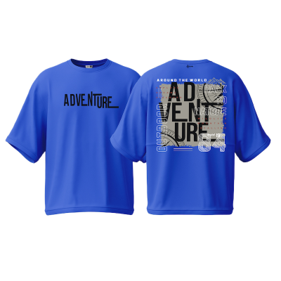 Picture of Avro Premium Men's Semi Drop Shoulder T shirt Royal Blue Color - Adventure - Cotton Fabric Soft & Comfortable - Tshirt For Men