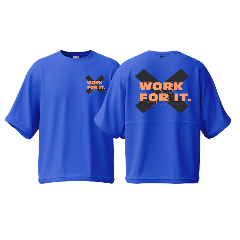 Picture of Avro Premium Men's Semi Drop Shoulder T shirt Royal Blue Color - Work For It - Cotton Fabric Soft & Comfortable - Tshirt For Men