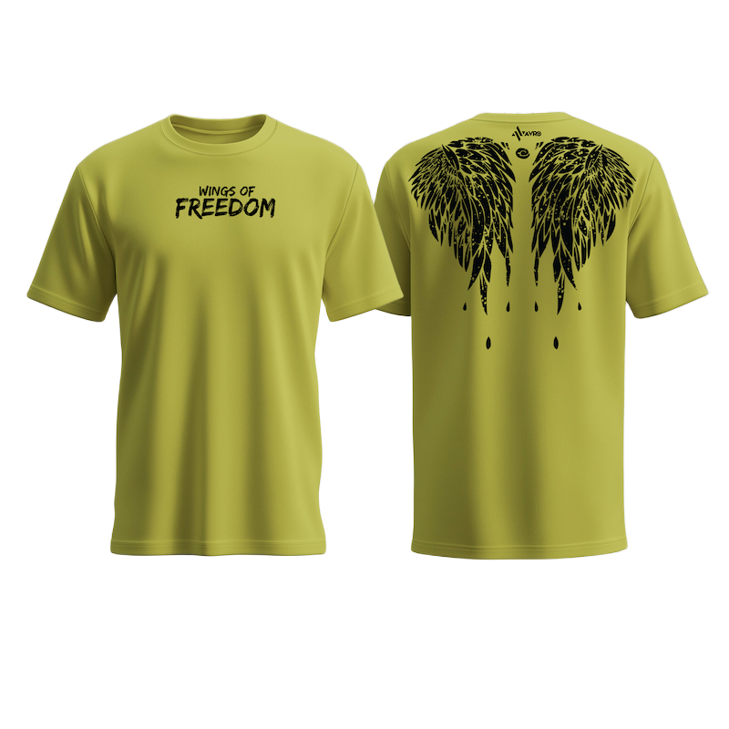 Picture of Avro Premium Men's T shirt Lemon Yellow Color - WINGS OF FREEDOM - Cotton Fabric Soft & Comfortable - Tshirt For Men