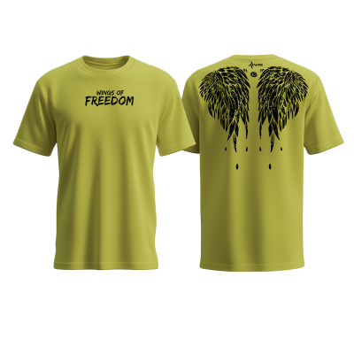 Picture of Avro Premium Men's T shirt Lemon Yellow Color - WINGS OF FREEDOM - Cotton Fabric Soft & Comfortable - Tshirt For Men