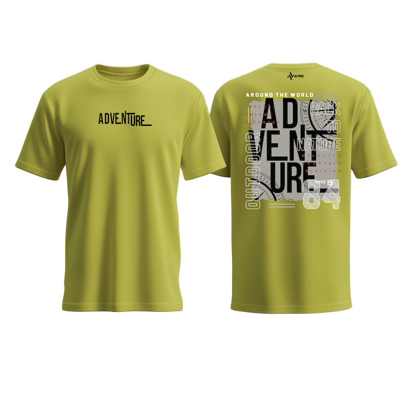 Picture of Avro Premium Men's T shirt Lemon Yellow Color - Adventure - Cotton Fabric Soft & Comfortable - Tshirt For Men