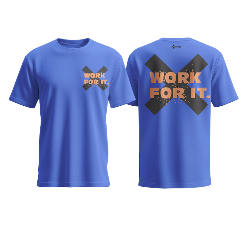 Picture of Avro Premium Men's T shirt Royal Blue Color - Work For It - Cotton Fabric Soft & Comfortable - Tshirt For Men