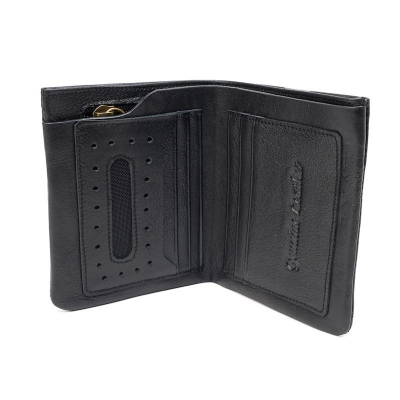 Picture of Avro Classic Bifold Wallet With Inner Zipper Pocket Black Wallet For Men Made By 100% Cow Leather Money Bag