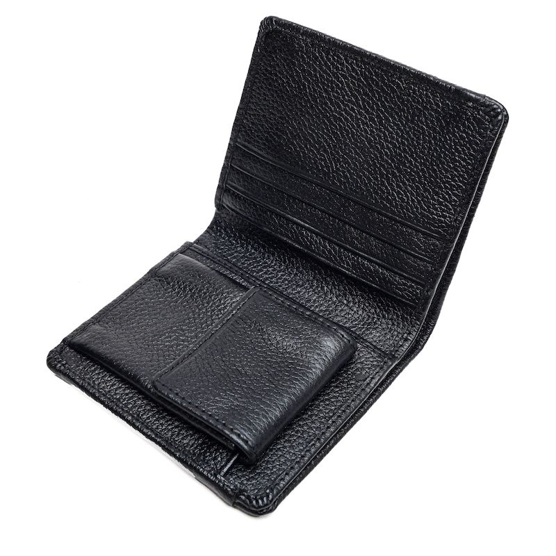 Picture of Avro Premium Men's High Quality Bifold Mini Wallet Card Pocket With Coin Pocket Black Wallet For Men 100% Cow Leather Money Bag For Men