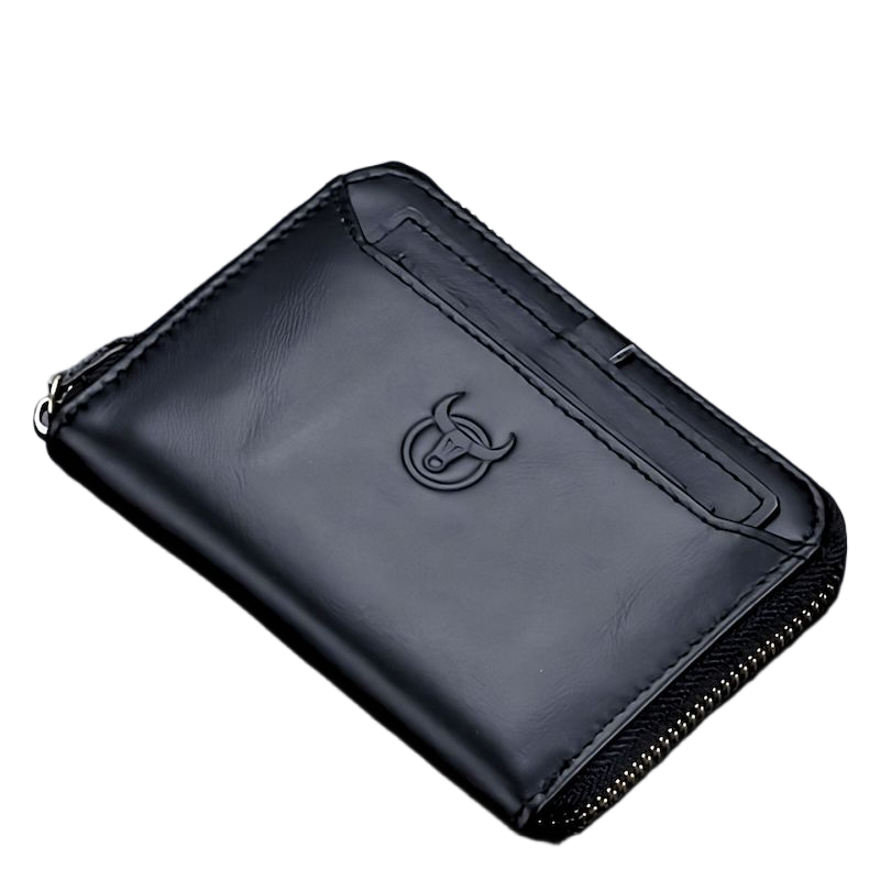 Picture of Avro Premium Round Zipper 100% Genuine Cow Leather Black Wallet For Men Men's High Quality Bi-Fold Wallet For Men Elegant And Comfortable Stylish Export Quality Money Bag For Men Cow Leather Short Wallet For Men Stylish Export Quality Money Bag For Men