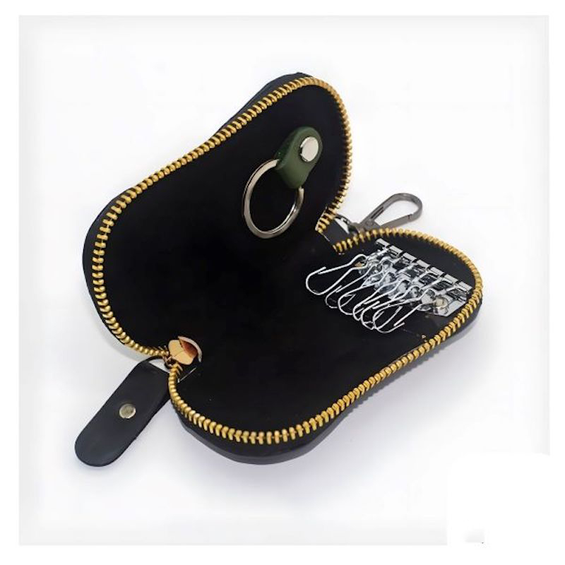 Picture of Avro Zipper Key Ring Holder 100% Cow Leather Black Wallet For Men Zipper Key Ring For Bikers Key Ring For Lockers Cow Leather Wallet For Men 100% Leather Money Bag For Men Key Ring For Biker Locker