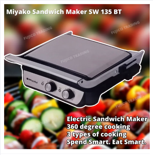 Picture of Miyako Electric Sandwich Press Contact Grill, Grill Sub Sandwich Maker (2000 Watt) SW-135 BT