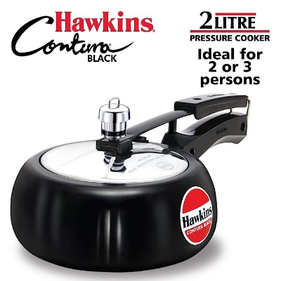 Picture of Hawkins Contura Hard Anodised Aluminium Inner Pressure Cooker, 2 Liters, Black Made In India
