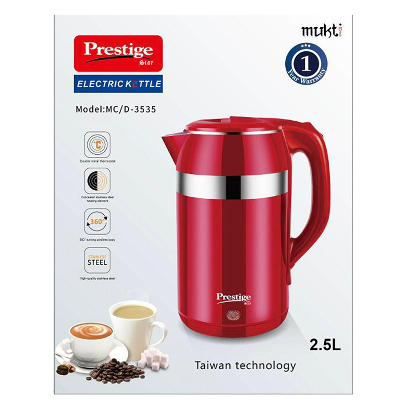 Picture of Prestige Electric Kettle with 2.5L Capacity - Model MC/3535 for Quick and Hassle-Free Boiling - Efficient and Convenient