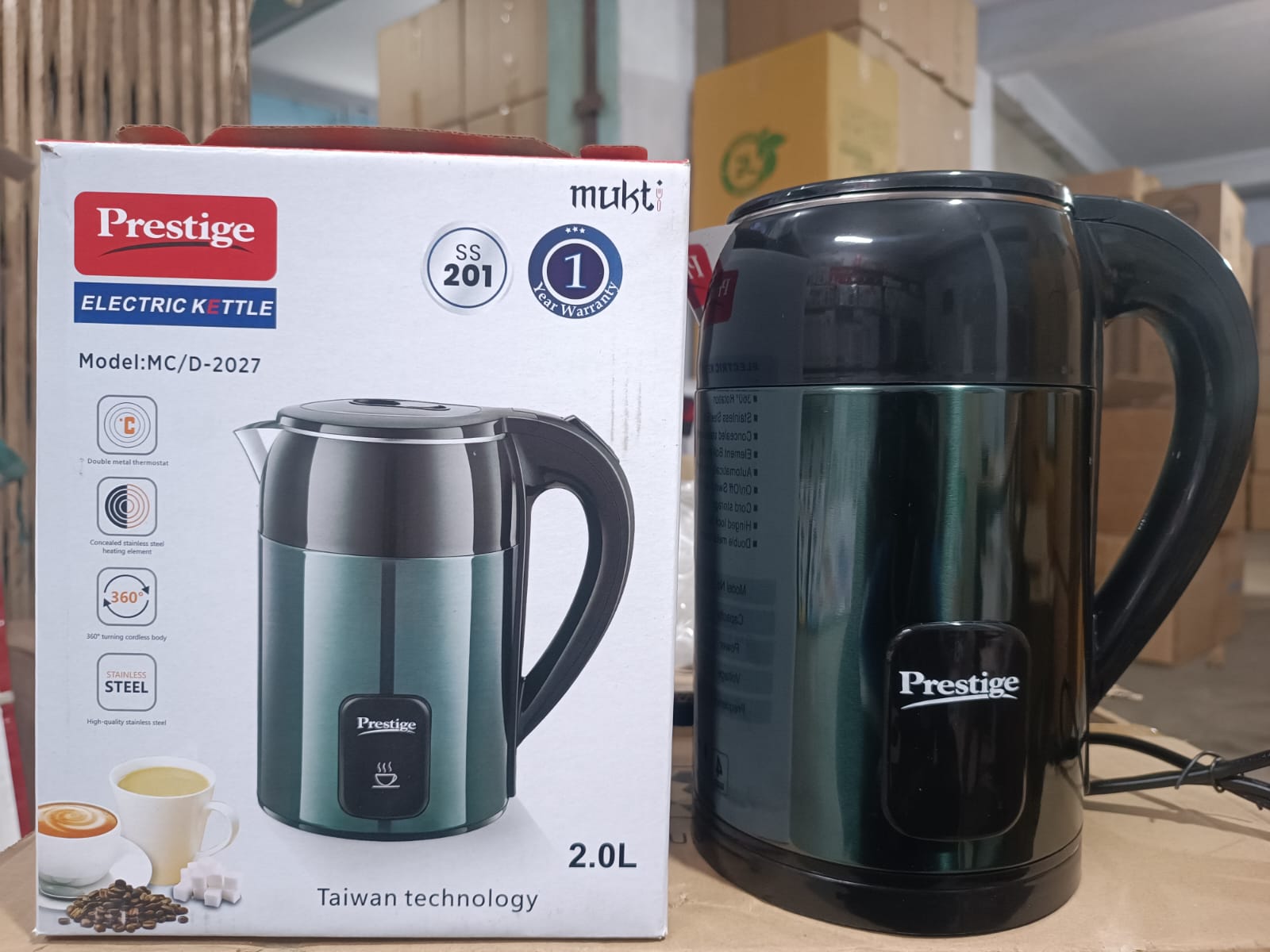 Picture of Prestige Electric Kettle with 2.0L Capacity - Model MC/2027 for Quick and Hassle-Free Boiling - Efficient and Convenient