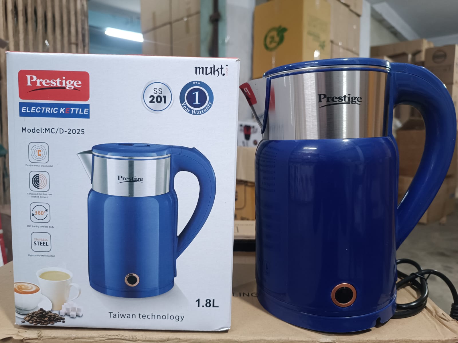 Picture of Prestige Electric Kettle with 1.8L Capacity - Model MC/2025 for Quick and Hassle-Free Boiling - Efficient and Convenient