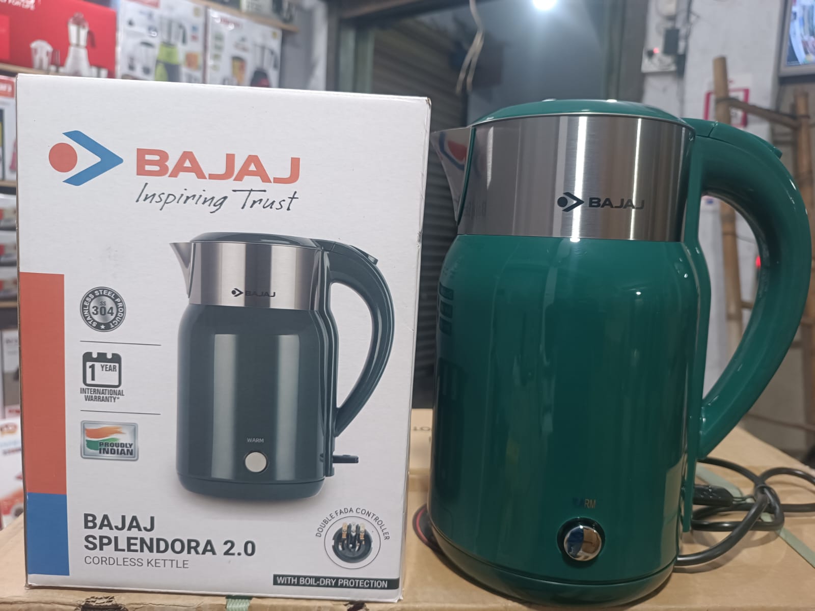 Picture of Bajaj Electric Kettle Splendora Double wall 304 Grade SS 2 Litre 