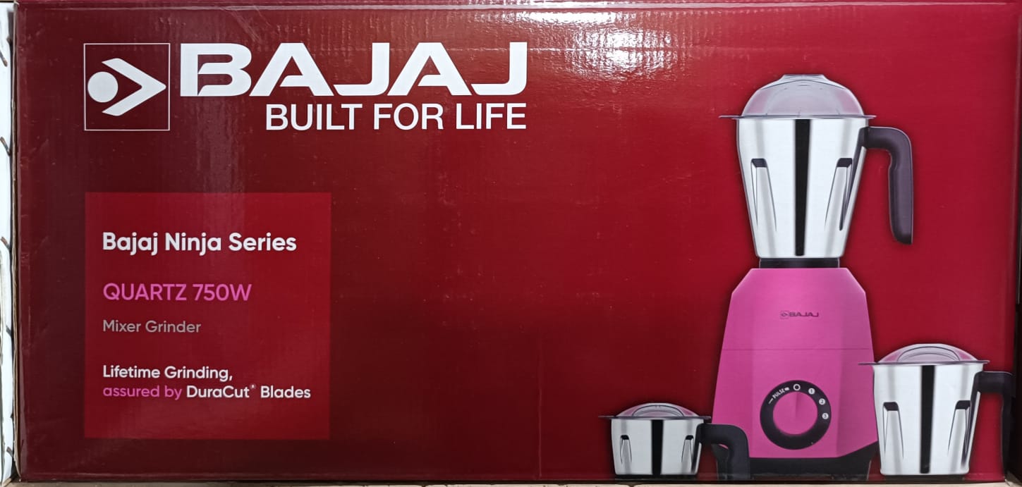 Picture of Bajaj Ninja Series Quartz Garnet Black and Pink 750W, For Wet & Dry Grinding