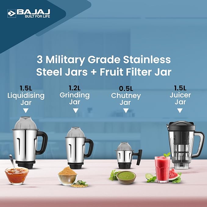 Picture of Bajaj Armor Series QuadraMax 4 Jar 1000W Mixer Grinder
