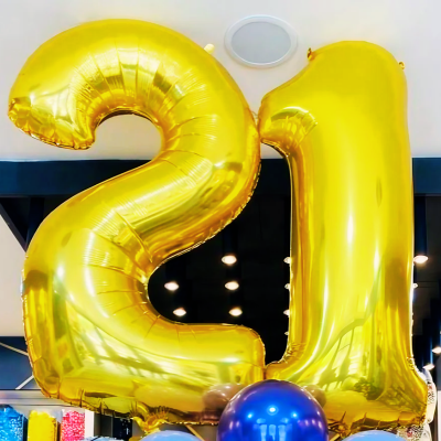 32” Number Foil Balloons with Mini Crown Topper – Ideal for Birthday, Wedding Anniversary & Party Decorations (12 Pcs Pack)