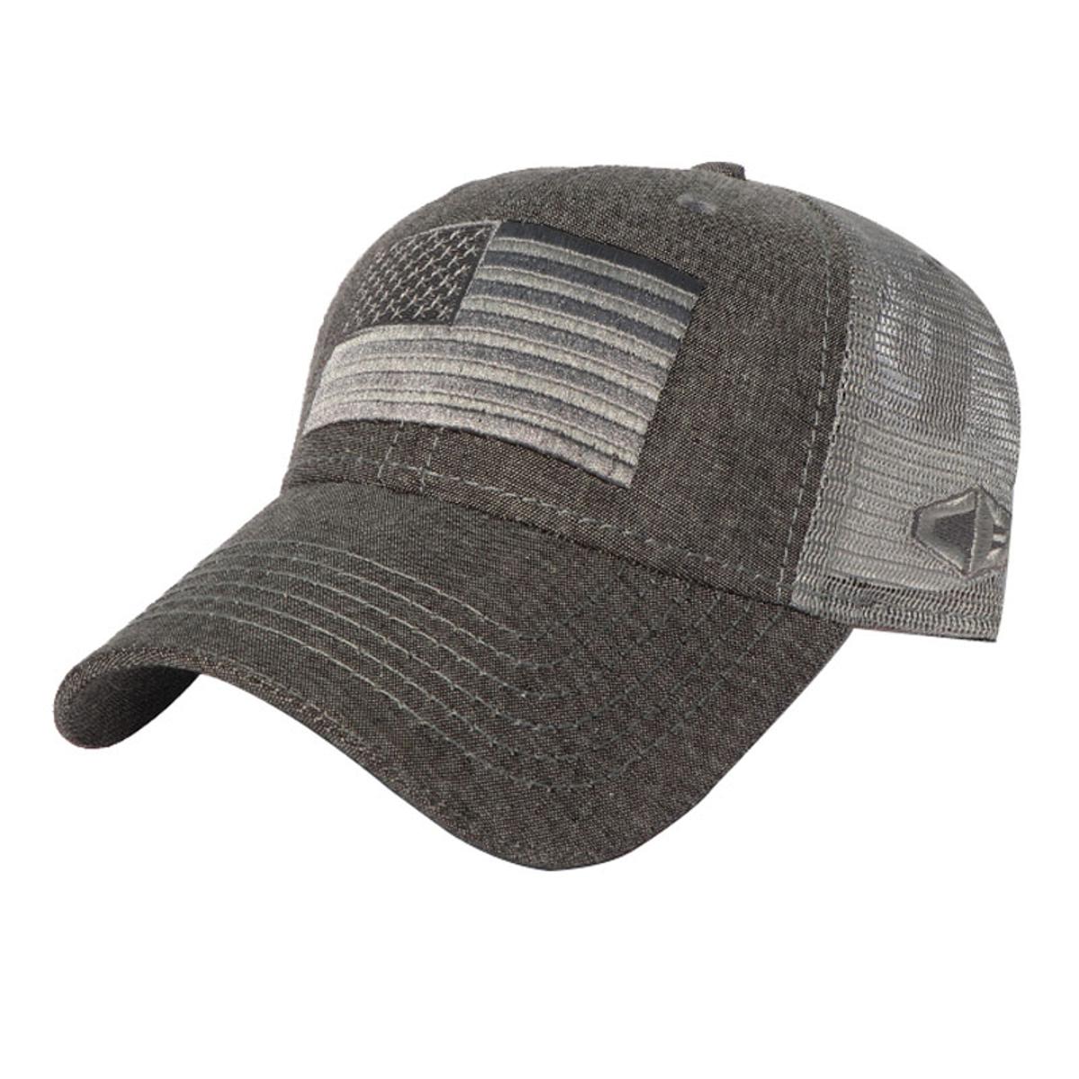 Picture of Light Grey Embroidery US Flag Mesh Air Curved Cap