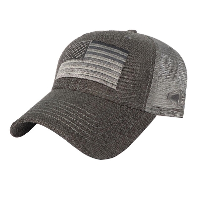 Picture of Light Grey Embroidery US Flag Mesh Air Curved Cap