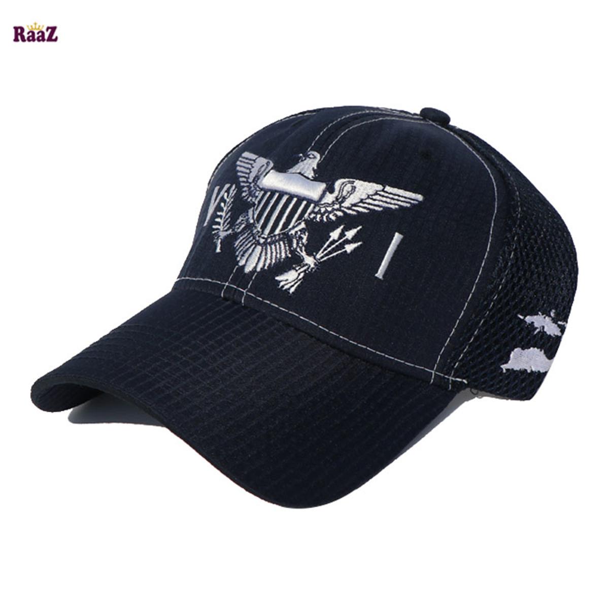 Picture of Navy Blue White Embroidery Logo Curved Cap