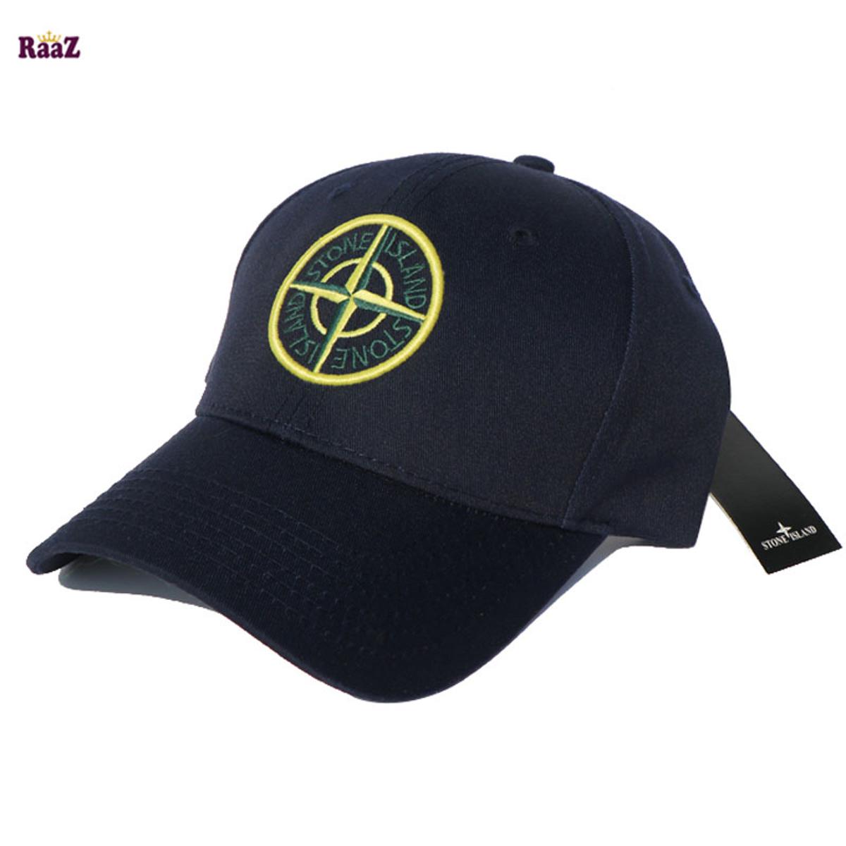 Picture of Navy Blue Stone Island Cotton Curved Cap