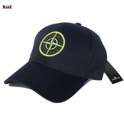 Picture of Navy Blue Stone Island Cotton Curved Cap