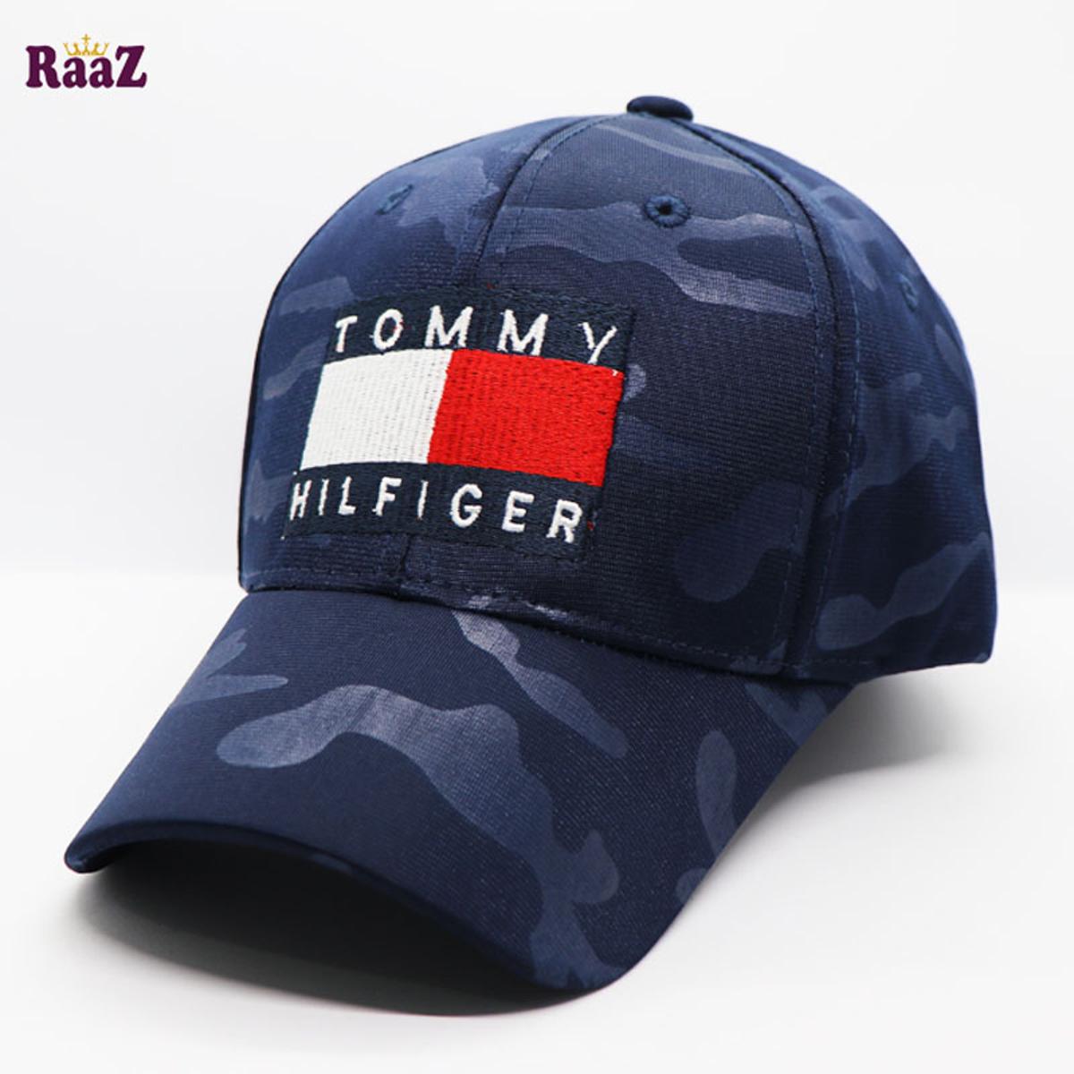 Picture of Navy Blue Print Embroidery Logo Cotton Curved Cap