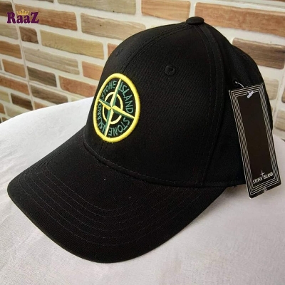 Picture of Black Stone Island Embroidery Logo Cotton Curved Cap