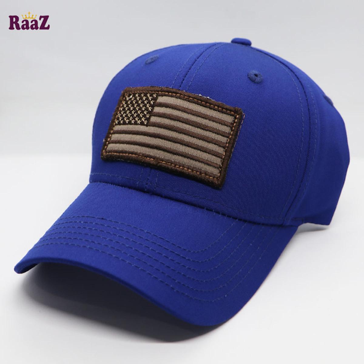 Picture of Deep Blue Brown Embroidery US Flag Design Curved Cap