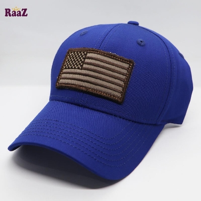 Picture of Deep Blue Brown Embroidery US Flag Design Curved Cap