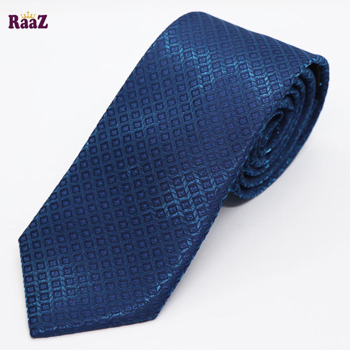 Picture of Silky Navy Blue Small Square Embroidery Men's Necktie