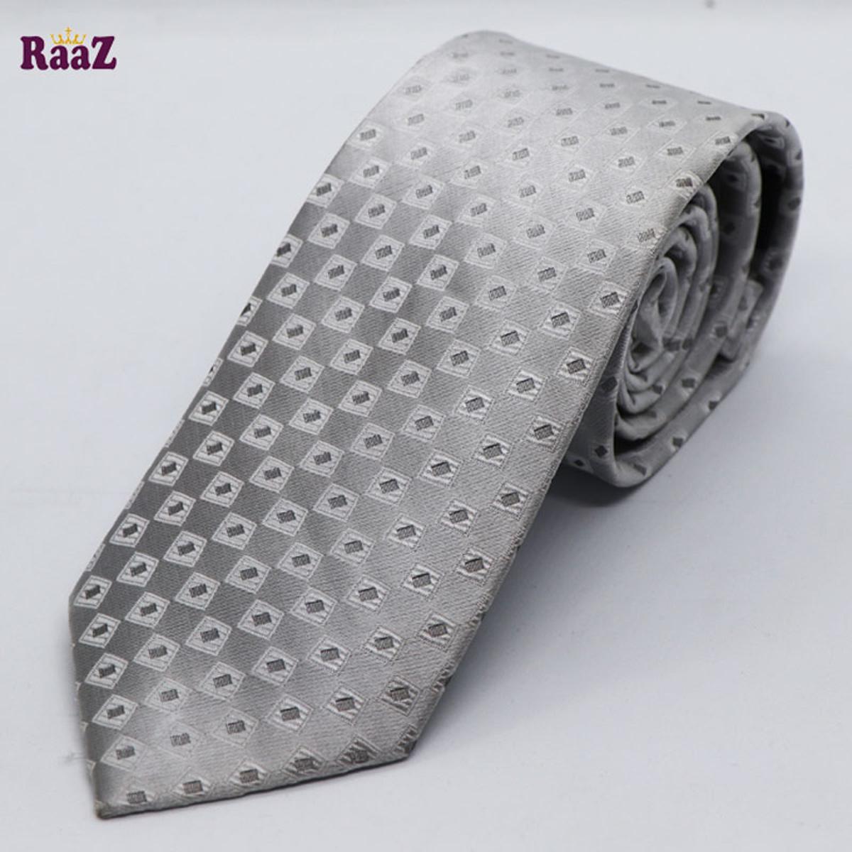 Picture of Silver Square Design Formal Broad Tie For Men