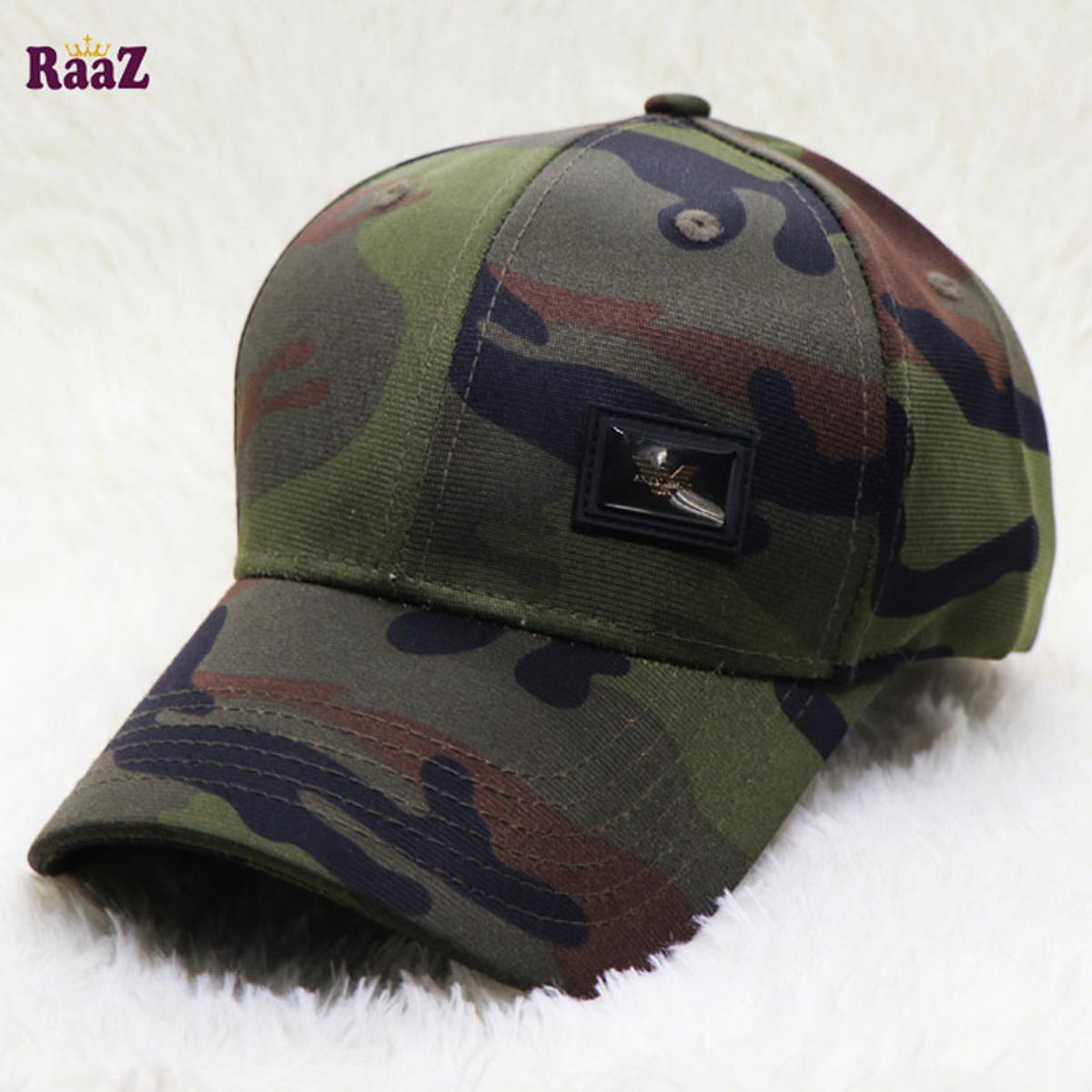 Picture of Green Camo Print Armaani Steel Logo Stylish Cap - Cap For Men - Cap - Winter Cap