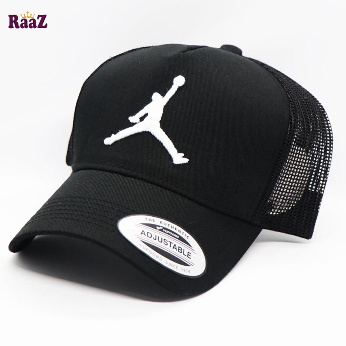 Picture of Black Jordan Half Net Embroidery Logo Cotton Curved Cap