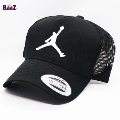 Picture of Black Jordan Half Net Embroidery Logo Cotton Curved Cap