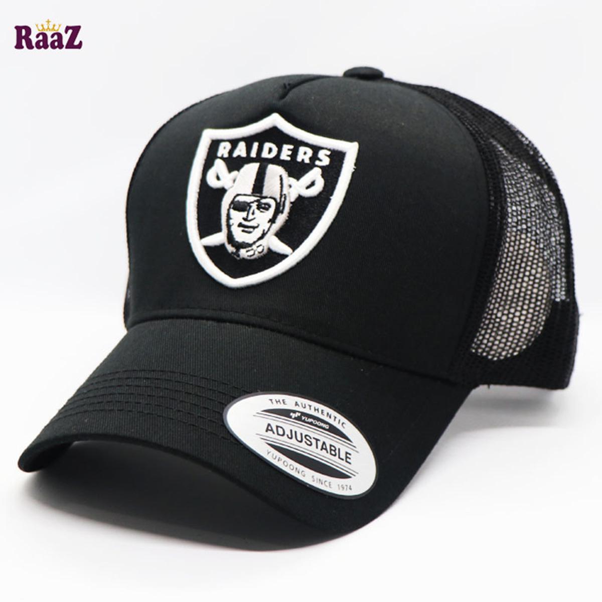 Picture of Black Raiders Half Net Embroidery Logo Cotton Curved Cap