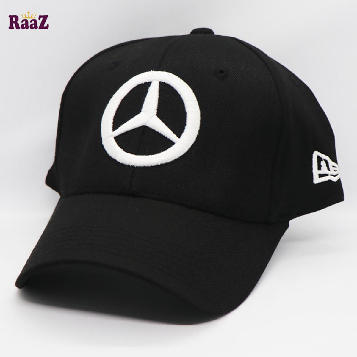 Picture of Black White Mercedes Embroidery Logo Cotton Curved Cap - Cap For Men