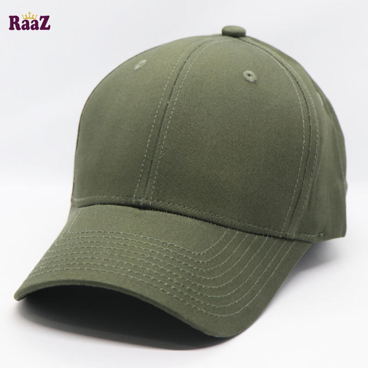 Picture of Deep Green Plain Cotton Fashionable Curved Cap