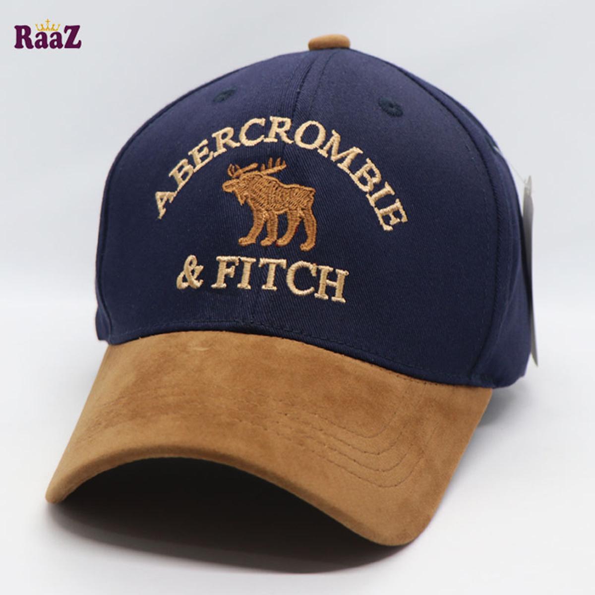 Picture of Abercrombie & Fitch Navy Blue And Brown Velvet Curved Brim Cap - Cap
