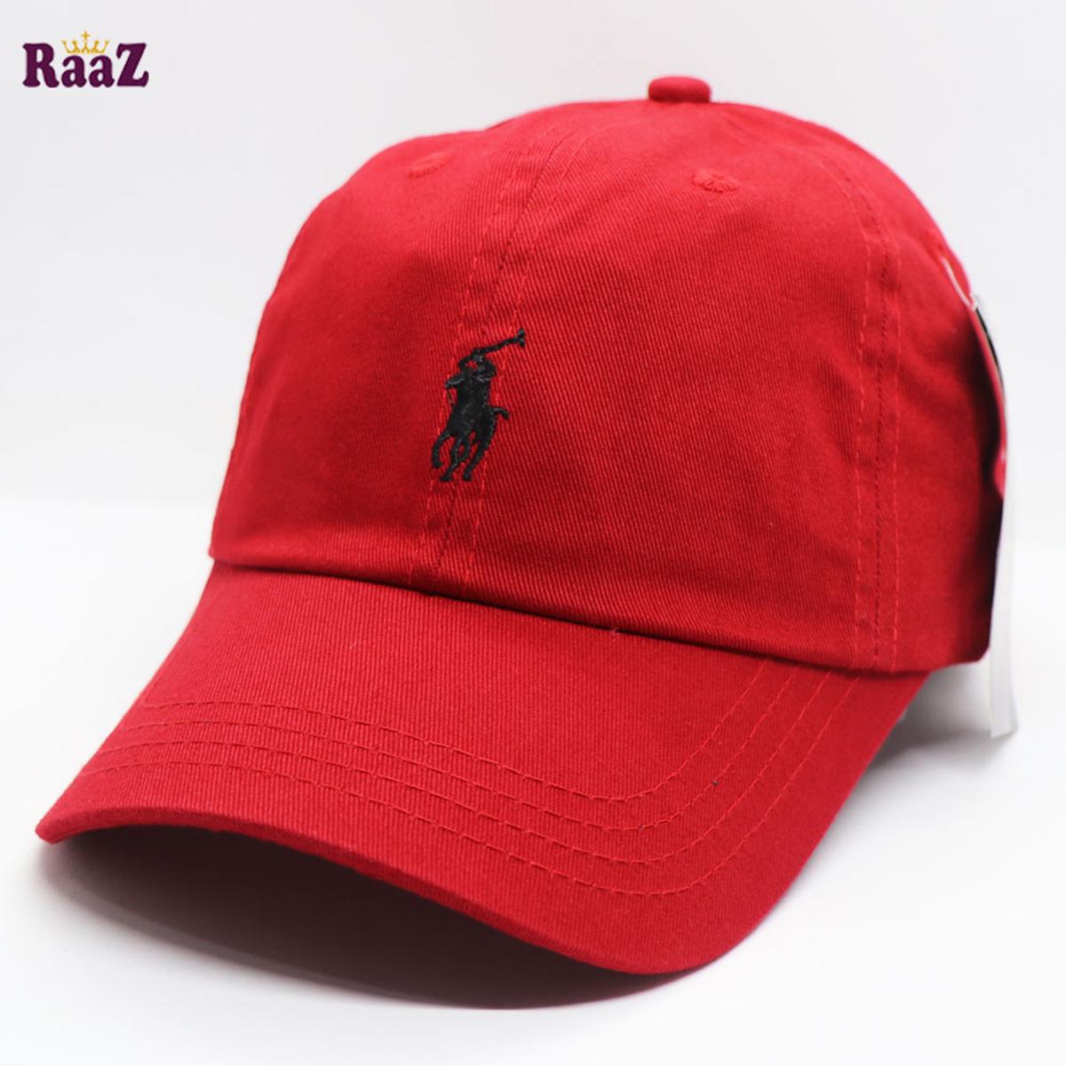 Picture of Red Black Small Polo Embroidery Logo Cotton Curved Cap - Cap For Men