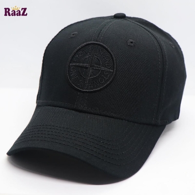 Picture of Black Stone Island Embroidery Logo Cotton Curved Visor Cap