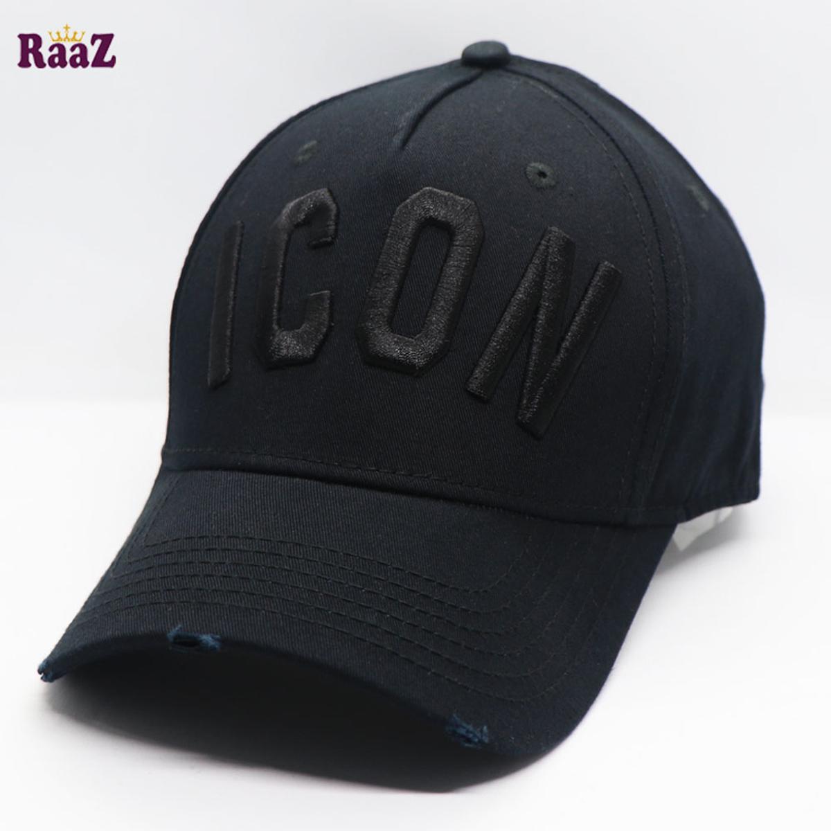 Picture of Full Black ICON Embroidery Logo Cotton Curved Cap - Cap For Men - Cap - Winter Cap