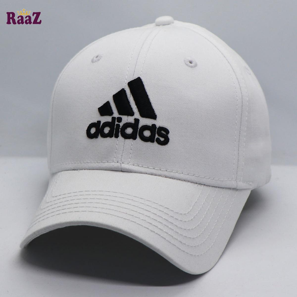 Picture of White Black Embroidery Logo Cotton Curved Cap - Cap For Men - Cap - Winter Cap