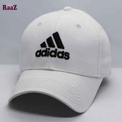 Picture of White Black Embroidery Logo Cotton Curved Cap - Cap For Men - Cap - Winter Cap