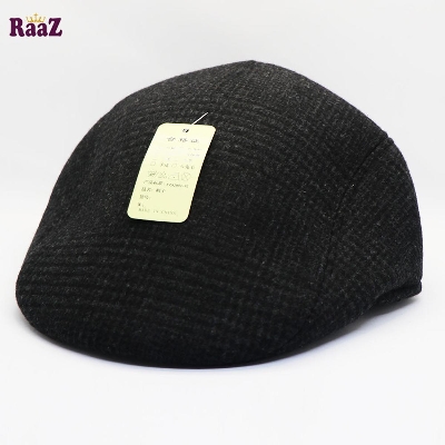 Picture of Black White Check Wool Fabrics Gentlemen Golf Cap