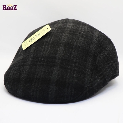 Picture of Black White Check Wool Fabrics Gentlemen Golf Cap