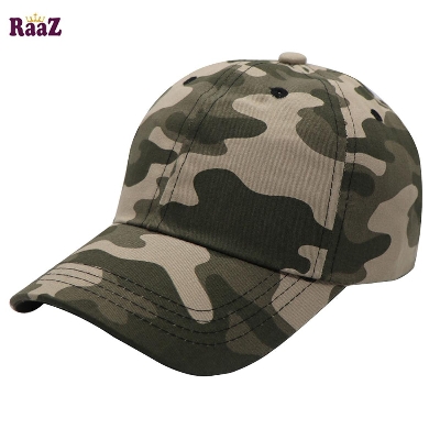 Picture of Deep Off White Green Camo Print Curved Visor Cap