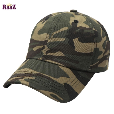 Picture of Deep Green Camo Print Curved Visor Cap