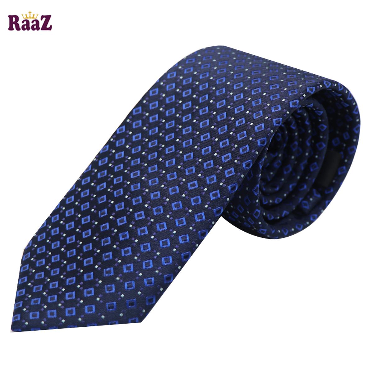 Picture of Navy Blue Square Dot Embroidery Men's Casual Plaid Micro Self Necktie