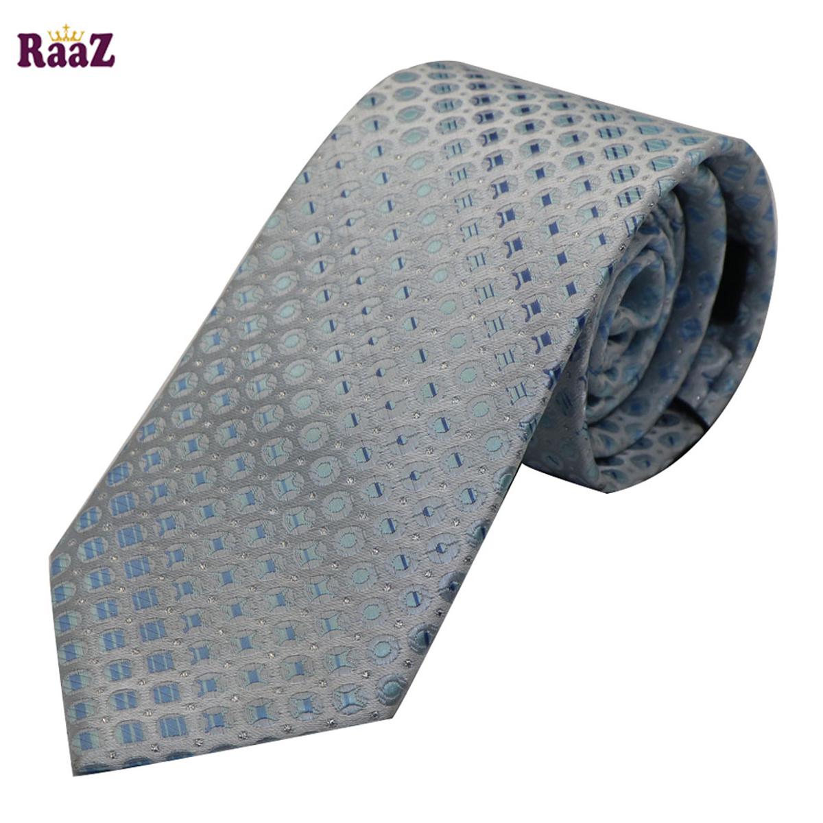 Picture of Silver Blue Circle Dot Men's Casual Plaid Micro Self Necktie